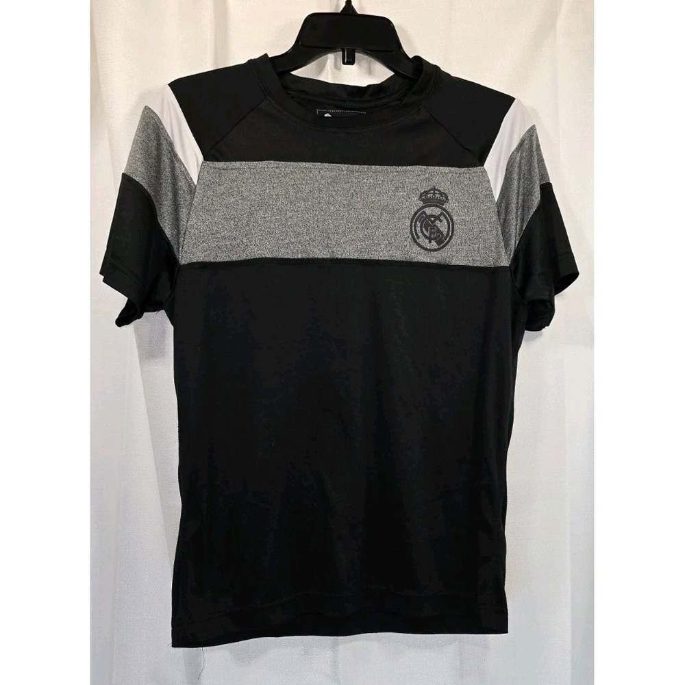 Real Madrid CF‎ Mens Soccer Training Jersey Black Grey Colorblock Shirt Size S